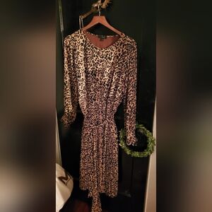 J CREW WOMEN'S MIDI MAXI DRESS SIZE 16 LEOPARD PRINT